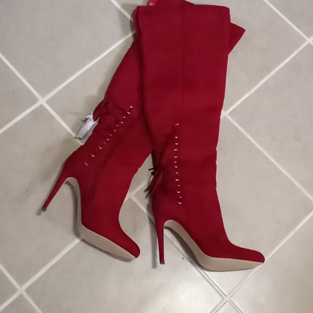 Shoe Dazzle over the knee boots with 5" heels